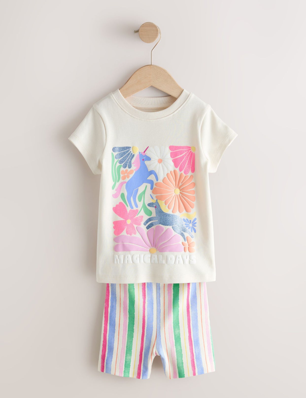 Pink Floral Unicorn Short Pyjamas 3 Pack