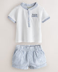 Baker by Ted Baker Grandad Collar White/Blue Shirt and Stripe Shorts Set