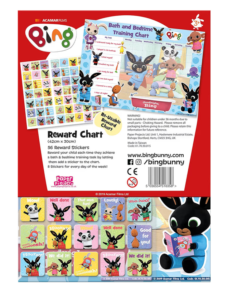 Bing Splashy Bath and Bedtime Reward Chart | Includes 56 Sparkly Stickers