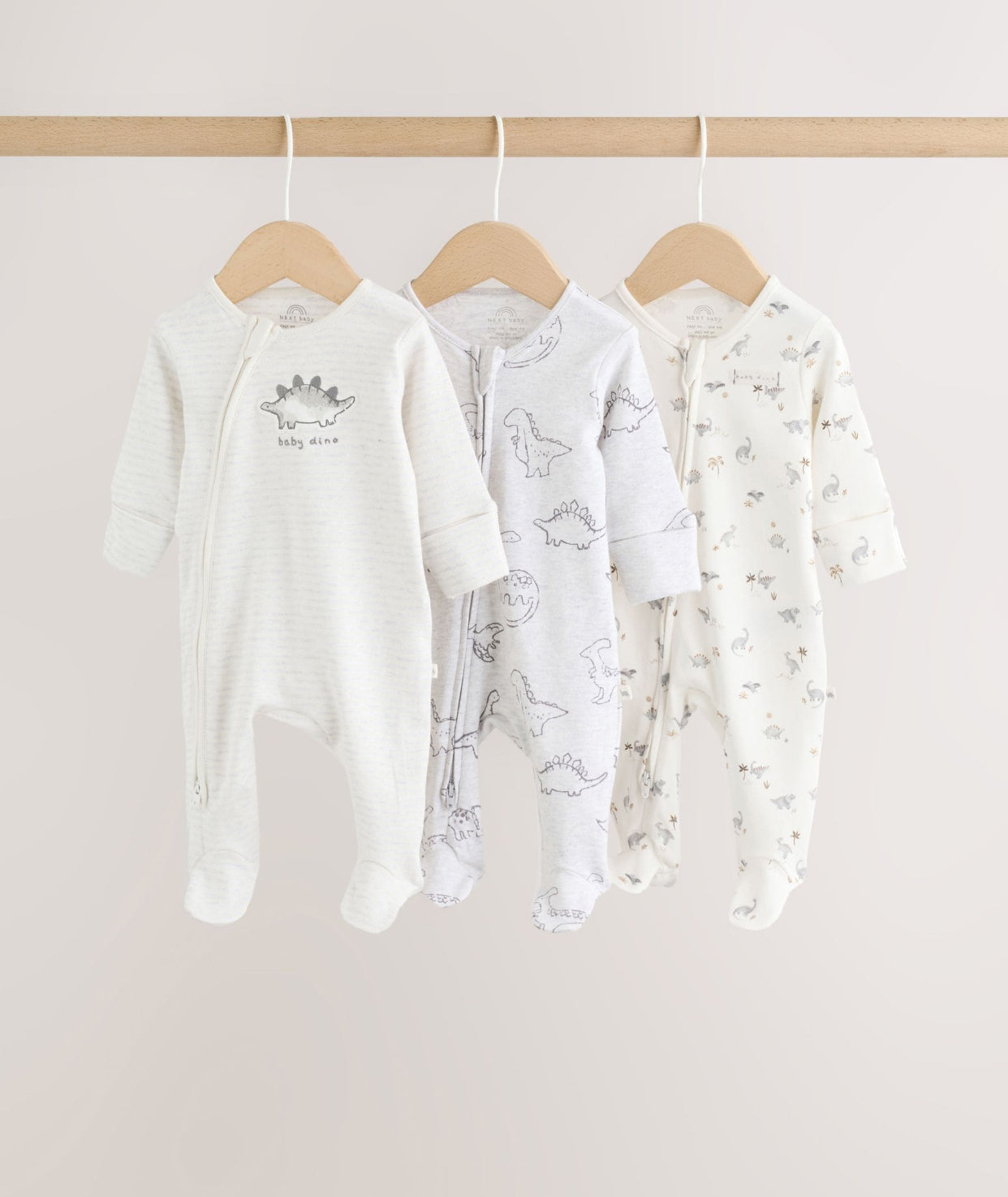 Grey Baby Two Way Zip Sleepsuits 3