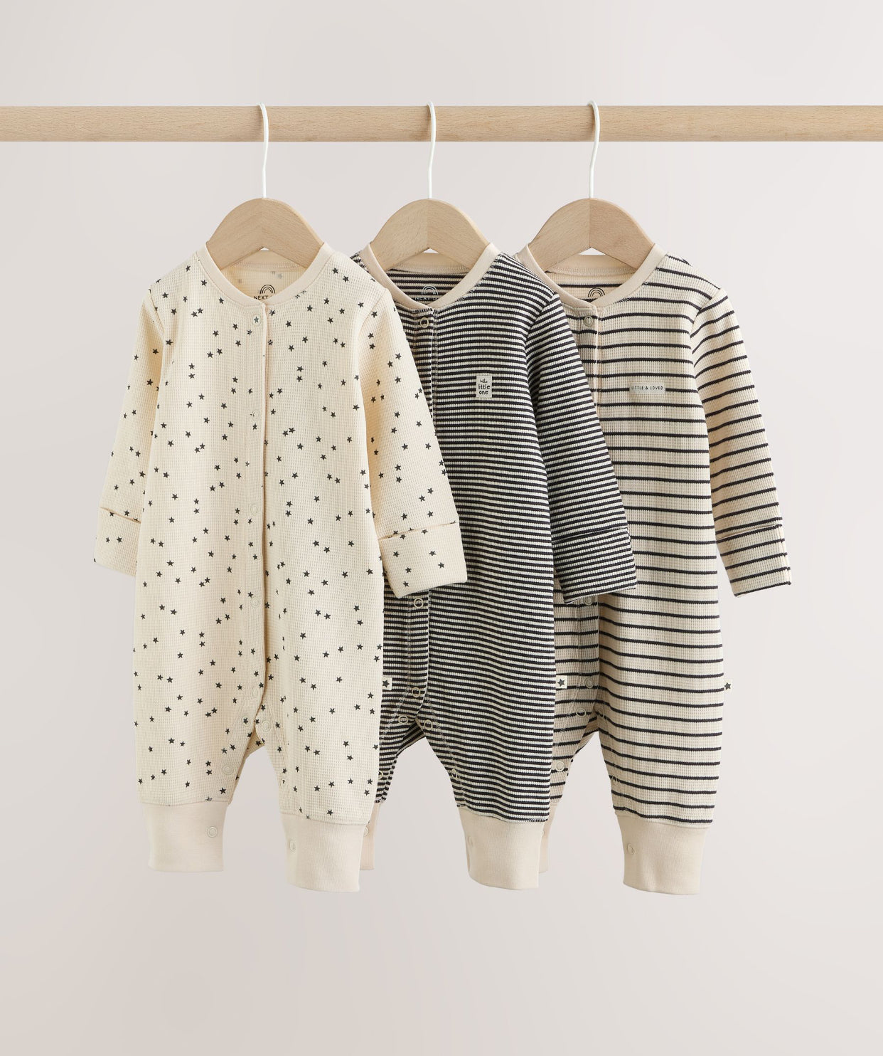 Monochrome Waffle Baby Sleepsuits 3