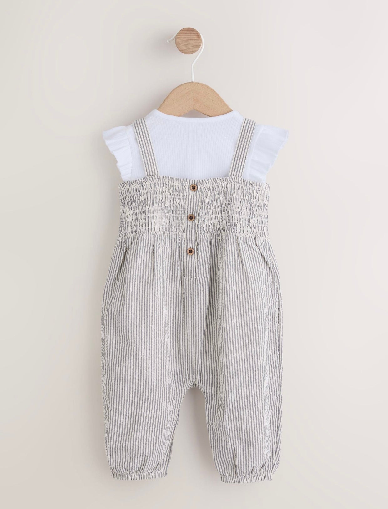 Black/White Stripe Baby Dungarees and Bodysuit Set 2 Piece