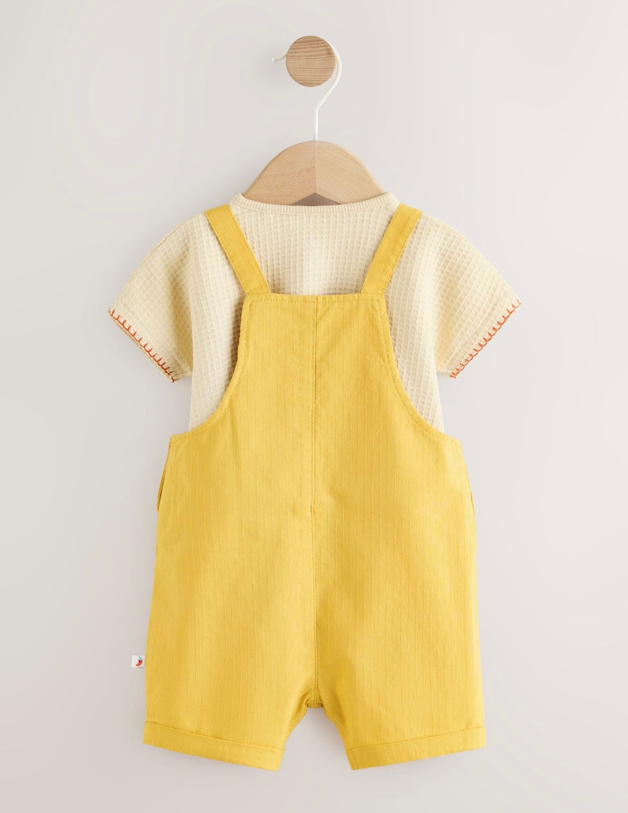 Yellow Fruit/Veg Print Dungarees And Bodysuit Baby Set