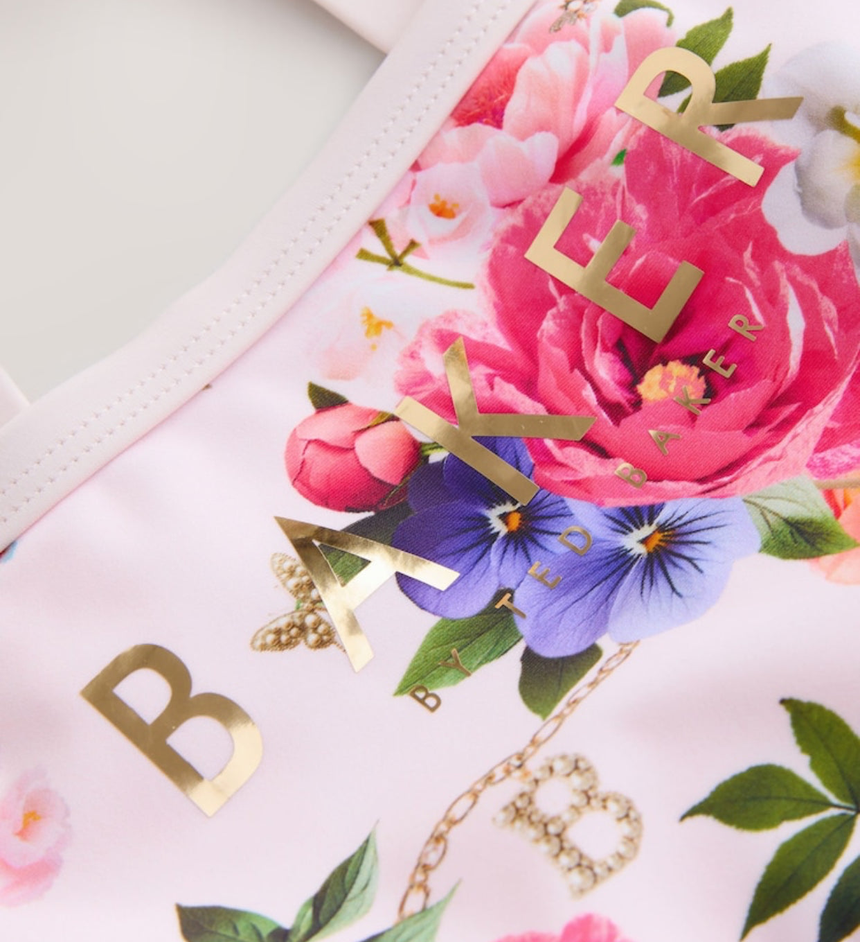 Baker by Ted Baker Pink Cut-Out Floral Printed Swimsuit