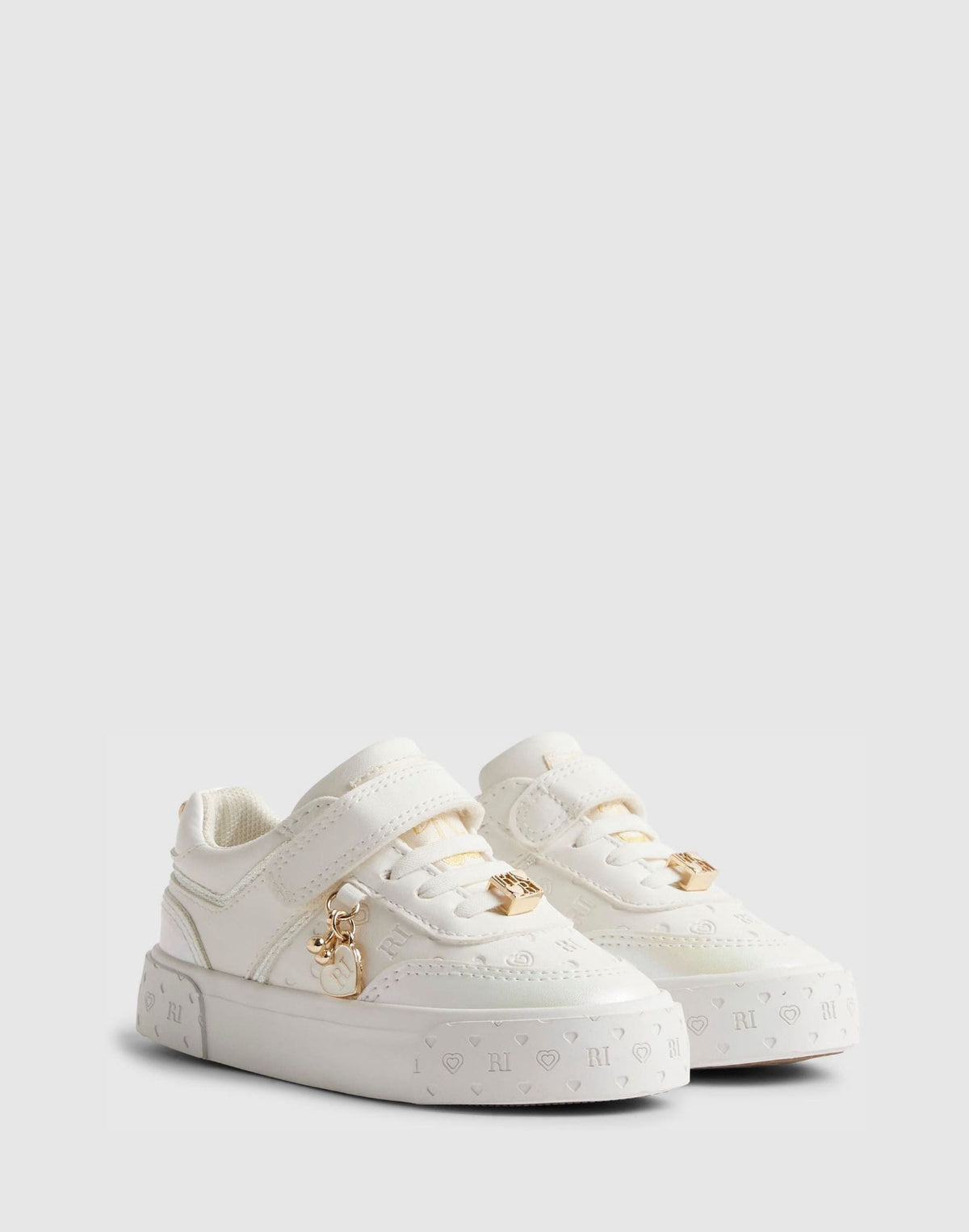 River Island White Iridescent Monogram Charm Trainers