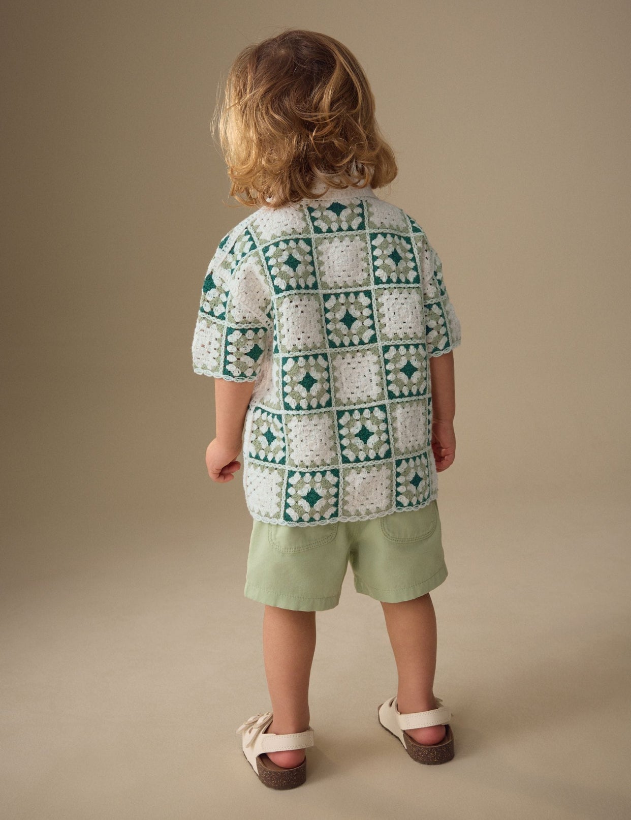 Green Lizard Crochet Knitted Short Sleeve Shirt