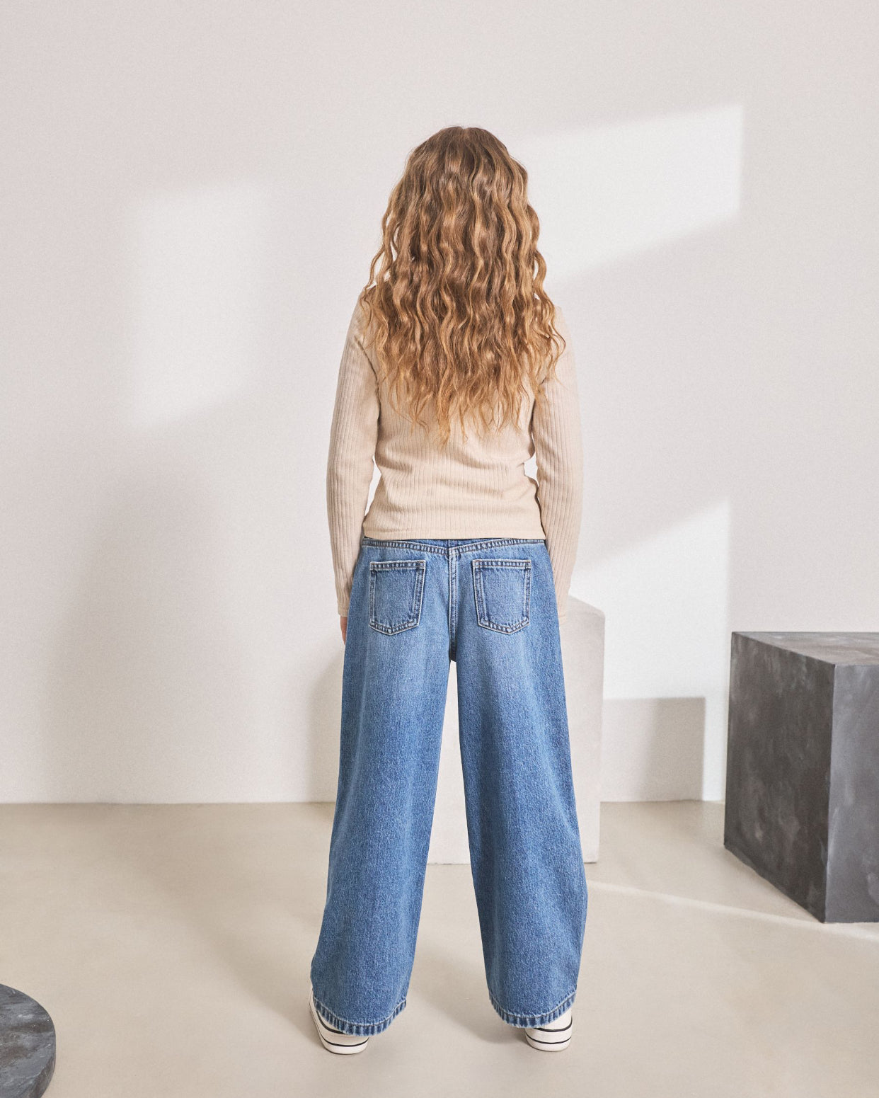 Mid Denim Blue Wide Leg Jeans