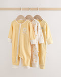 Lemon Yellow Baby Sleepsuits 3 Pack