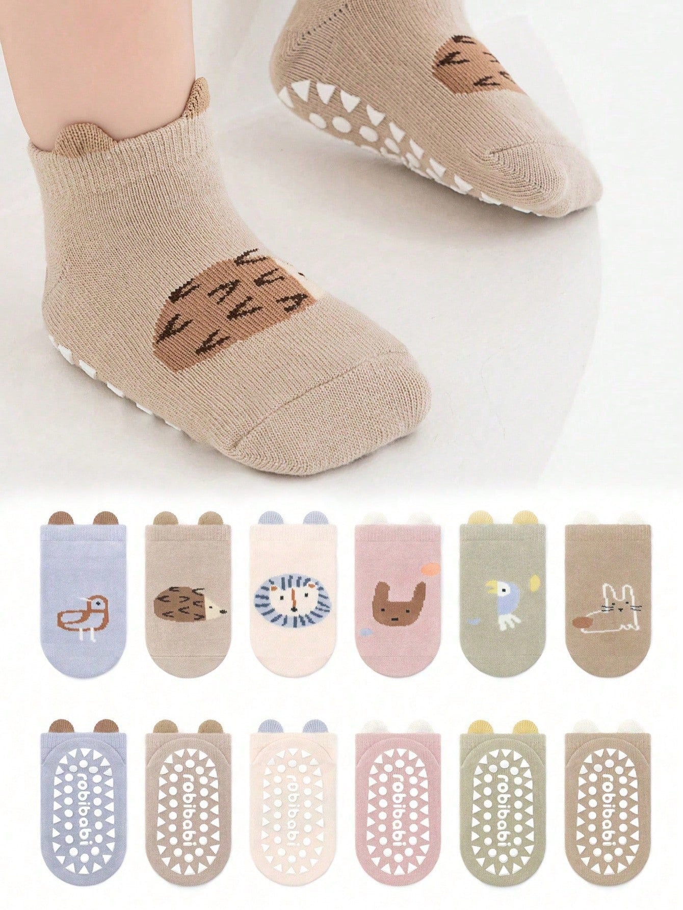6pairs Non-Slip Multicolor Baby Socks (immediate)