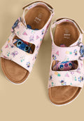 Stitch Print Sandals with Hook and Loop Closure