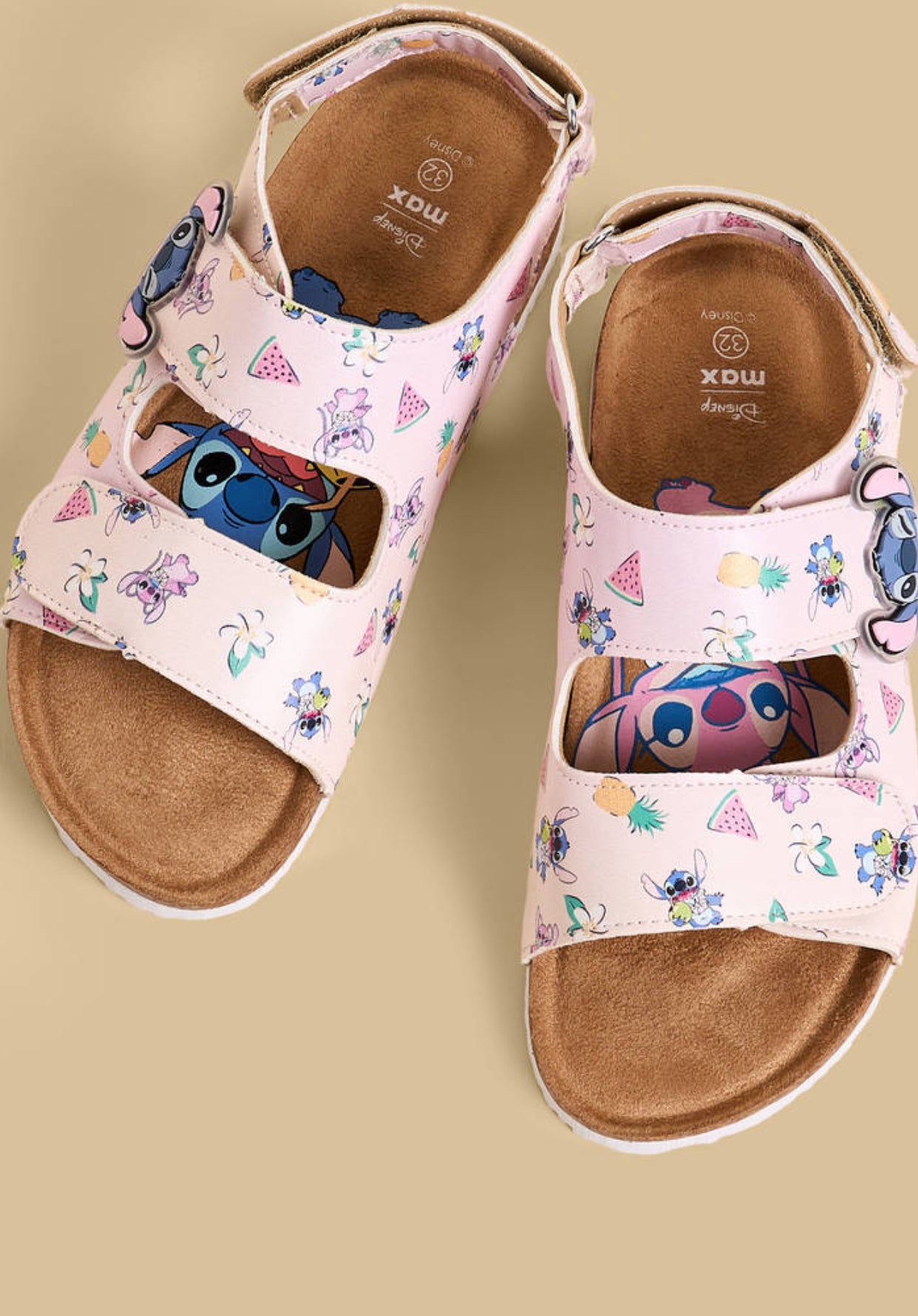 Stitch Print Sandals with Hook and Loop Closure
