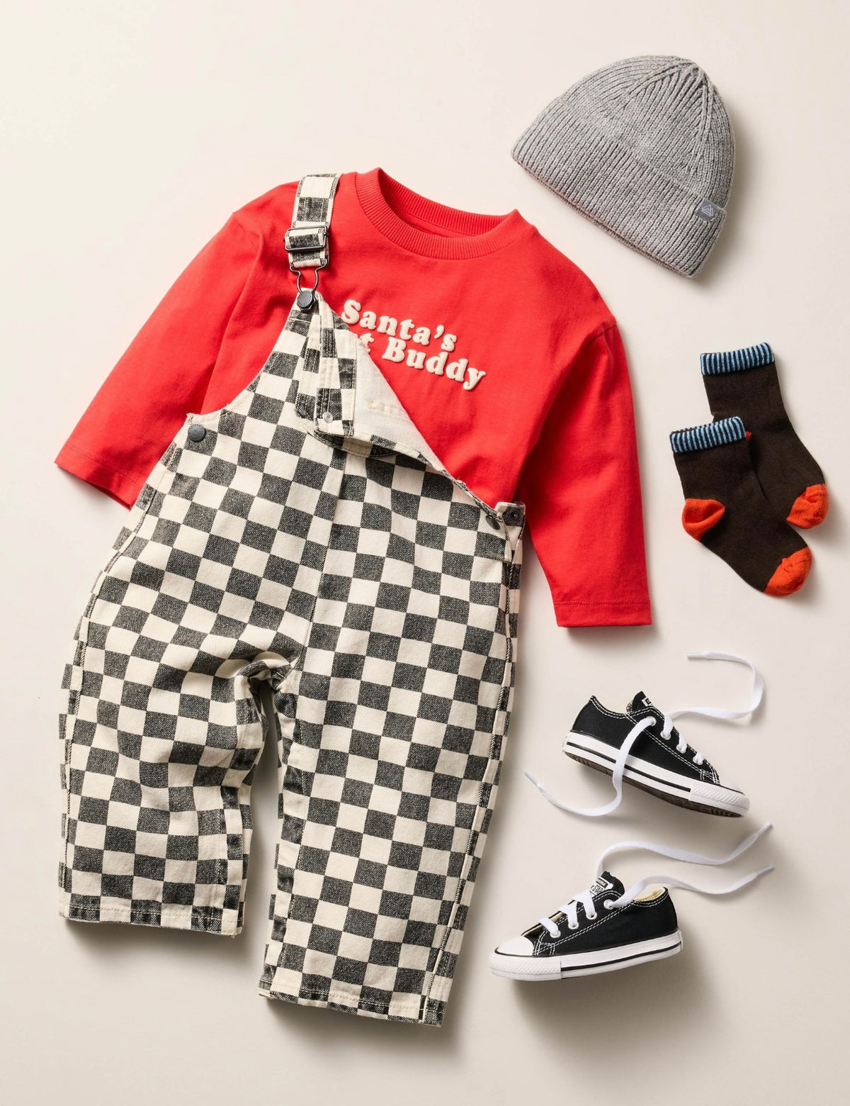 Black/White Checkerboard Dungarees