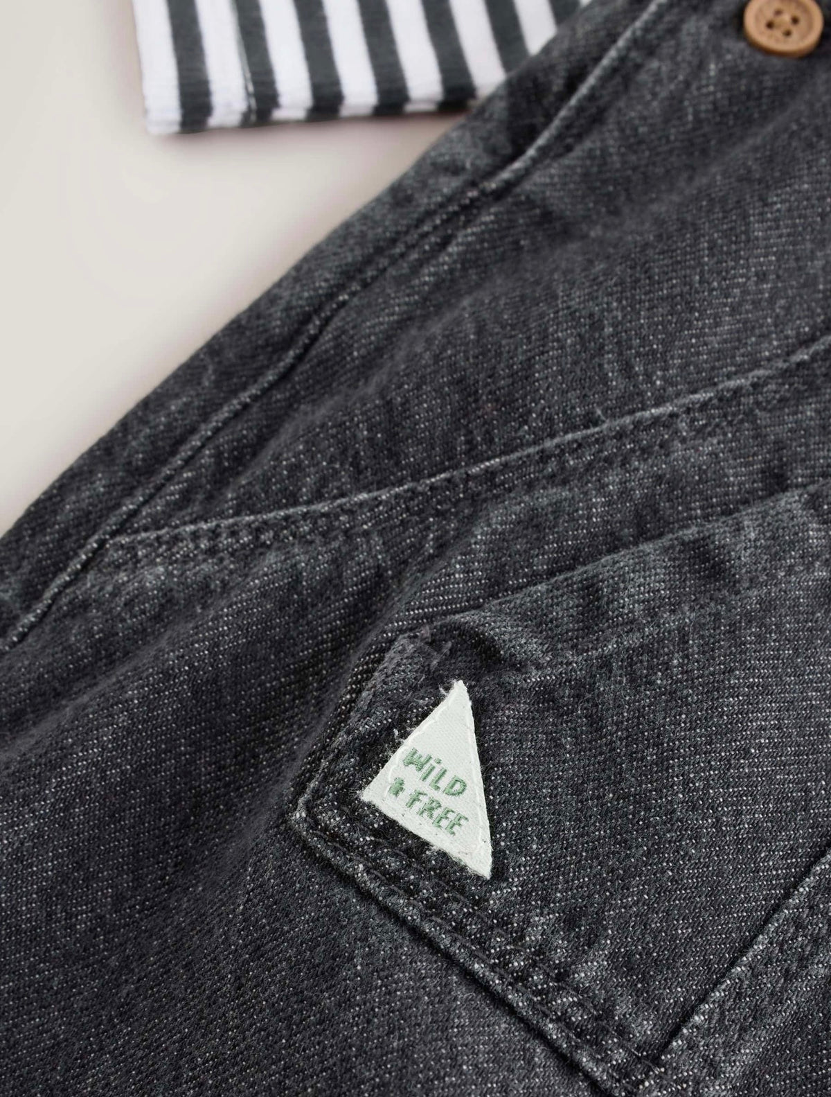 Charcoal Grey Baby Denim Dungarees and Bodysuit Set