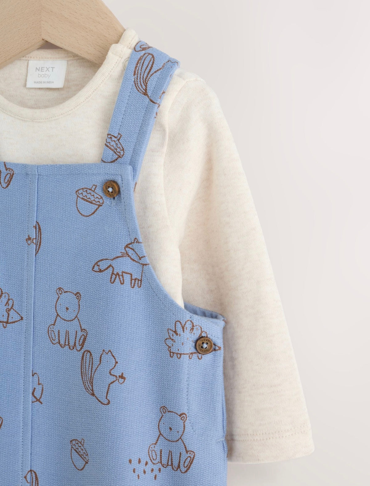 Blue Linear Character Jersey Dungaree and Bodysuit Baby Set