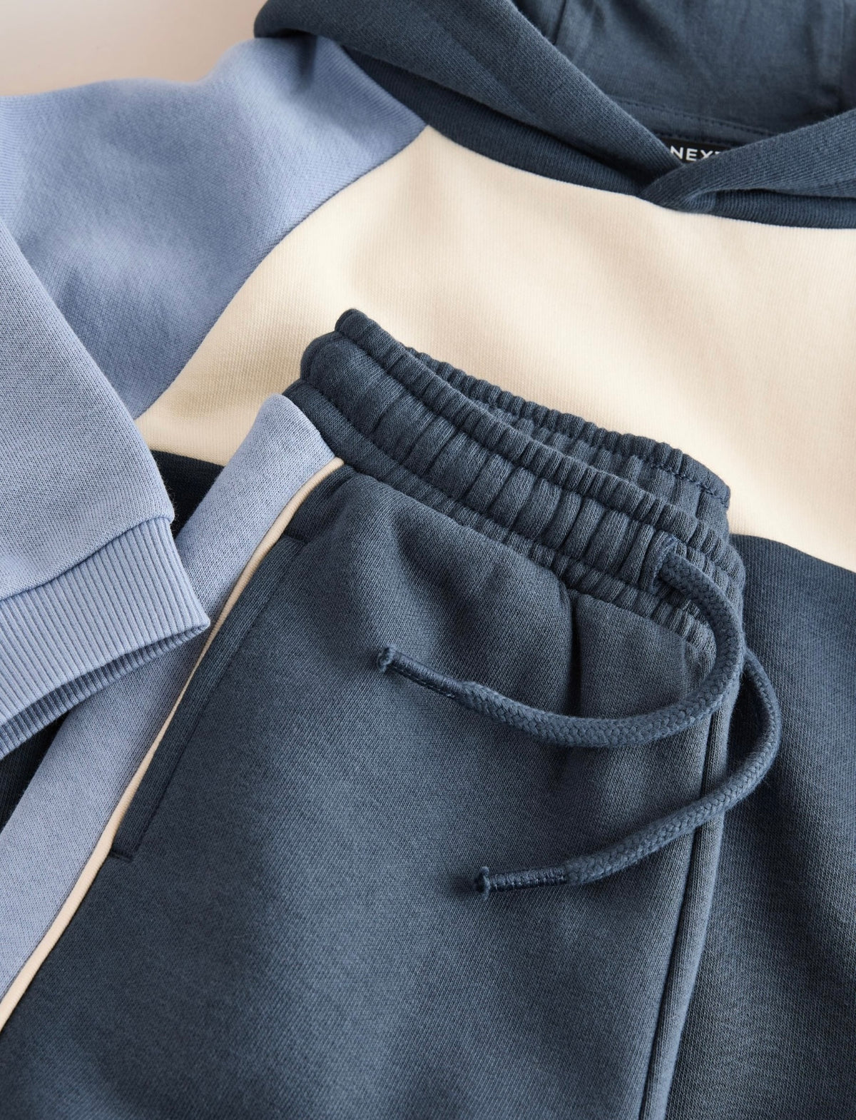 Blue Colour Block Hoodie and Joggers Set