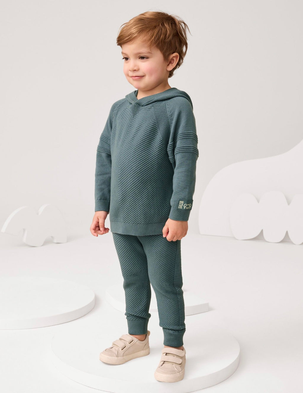 Blue Knitted Hoodie and Jogger Set