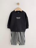 Black/White Long Sleeve Top and
Trousers Set