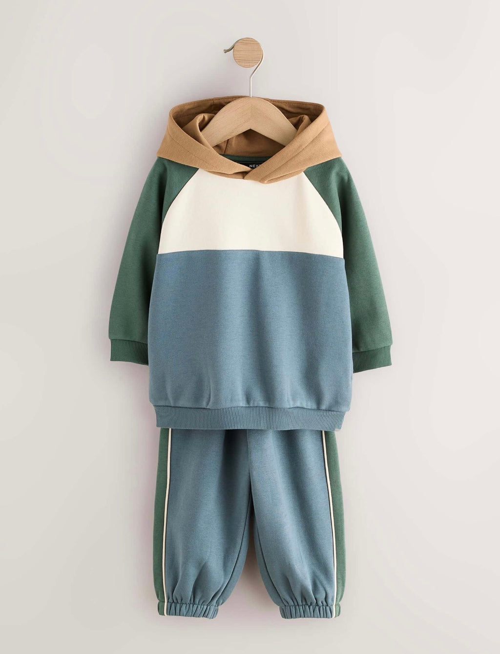 Blue/Green Colour Block Hoodie and Joggers Set
