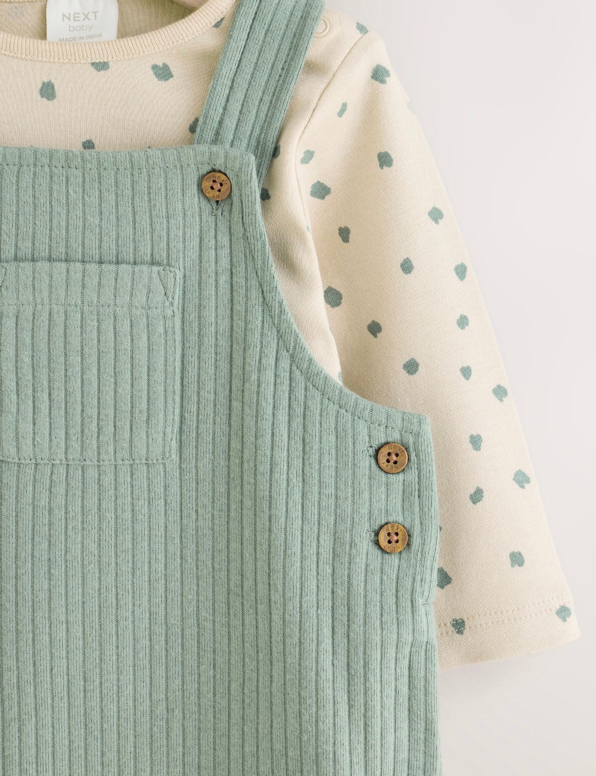 Green Jersey Dungaree and Bodysuit Baby Set