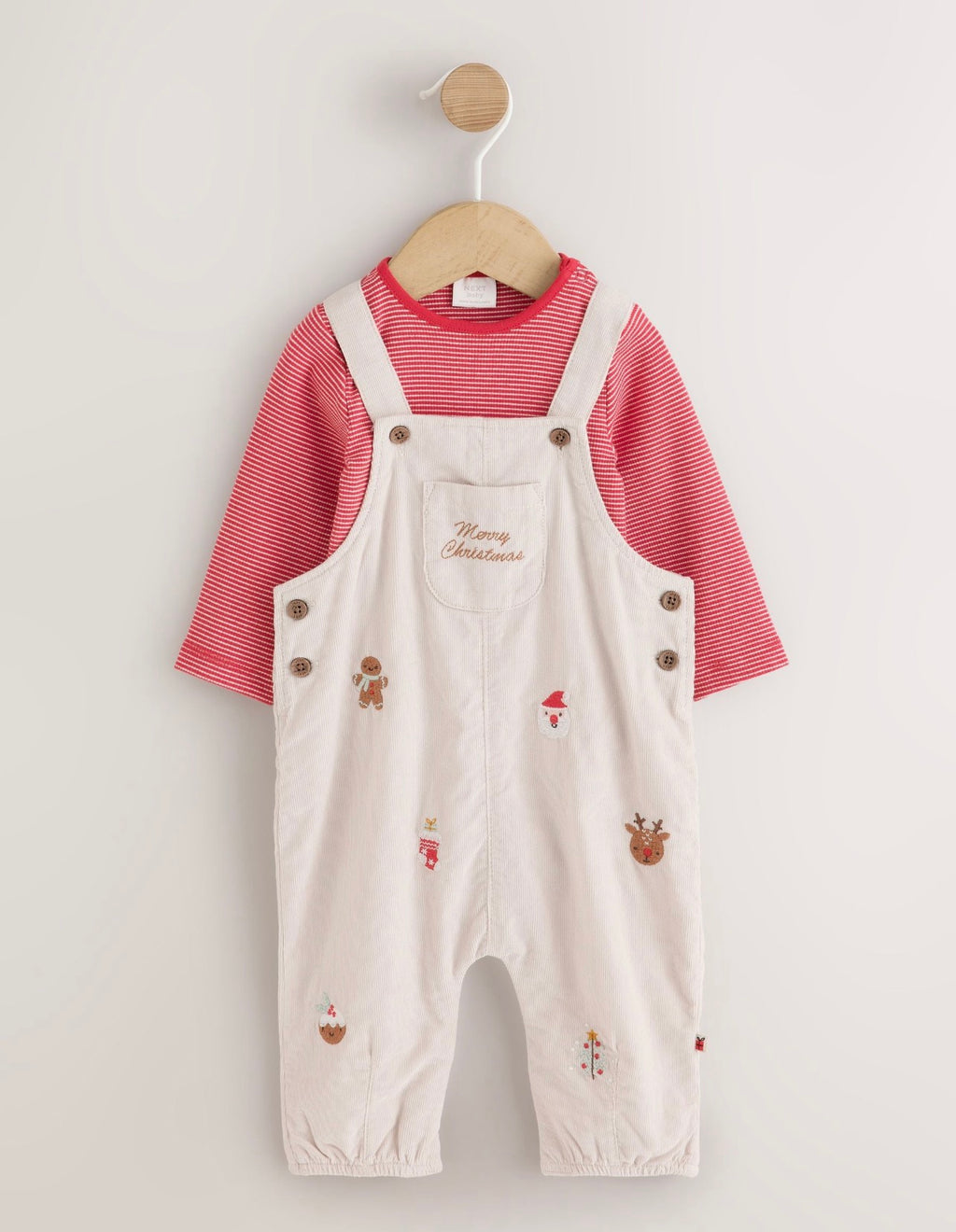 Neutral Cord Dungarees and Bodysuit Baby Set