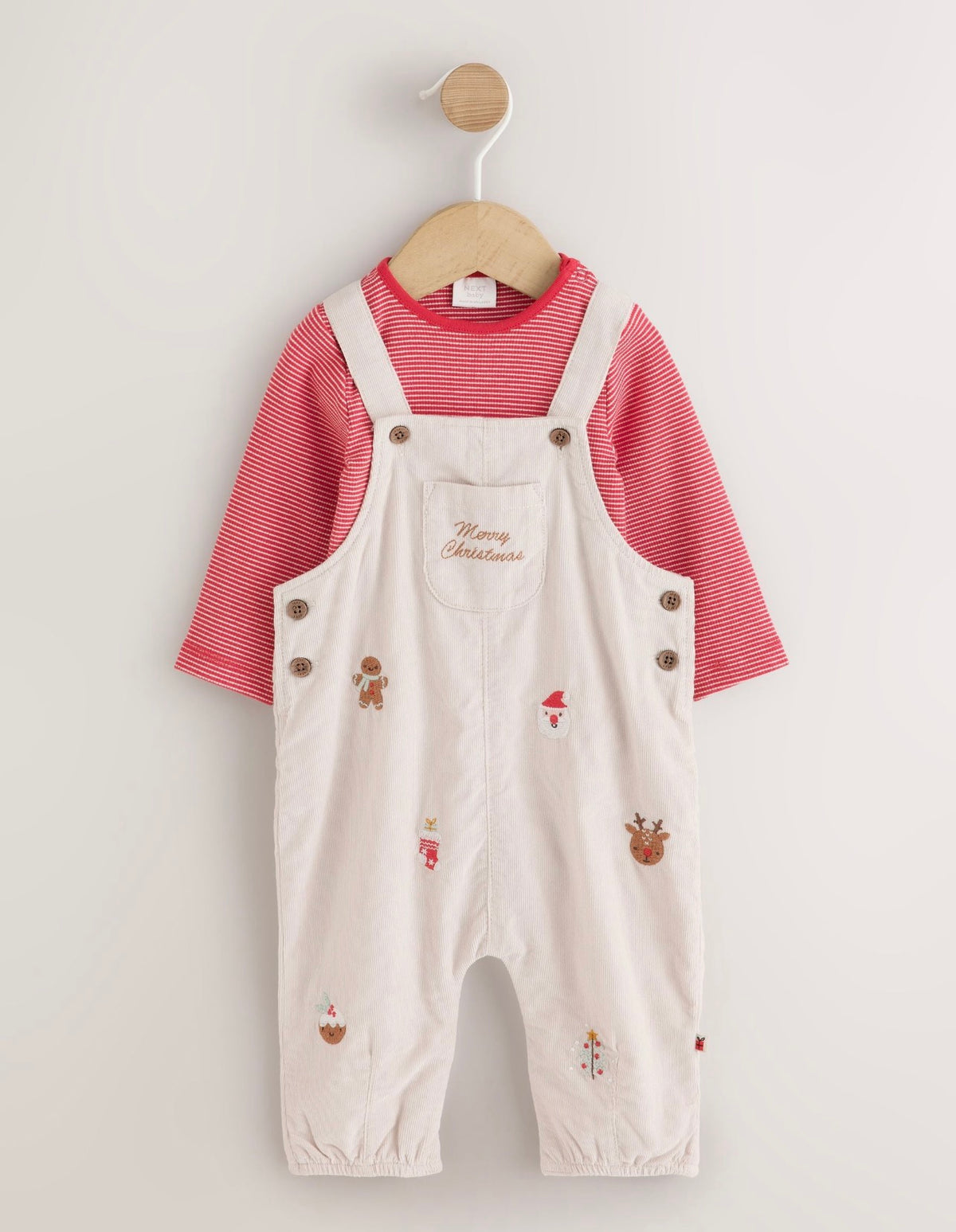 Neutral Cord Dungarees and Bodysuit Baby Set