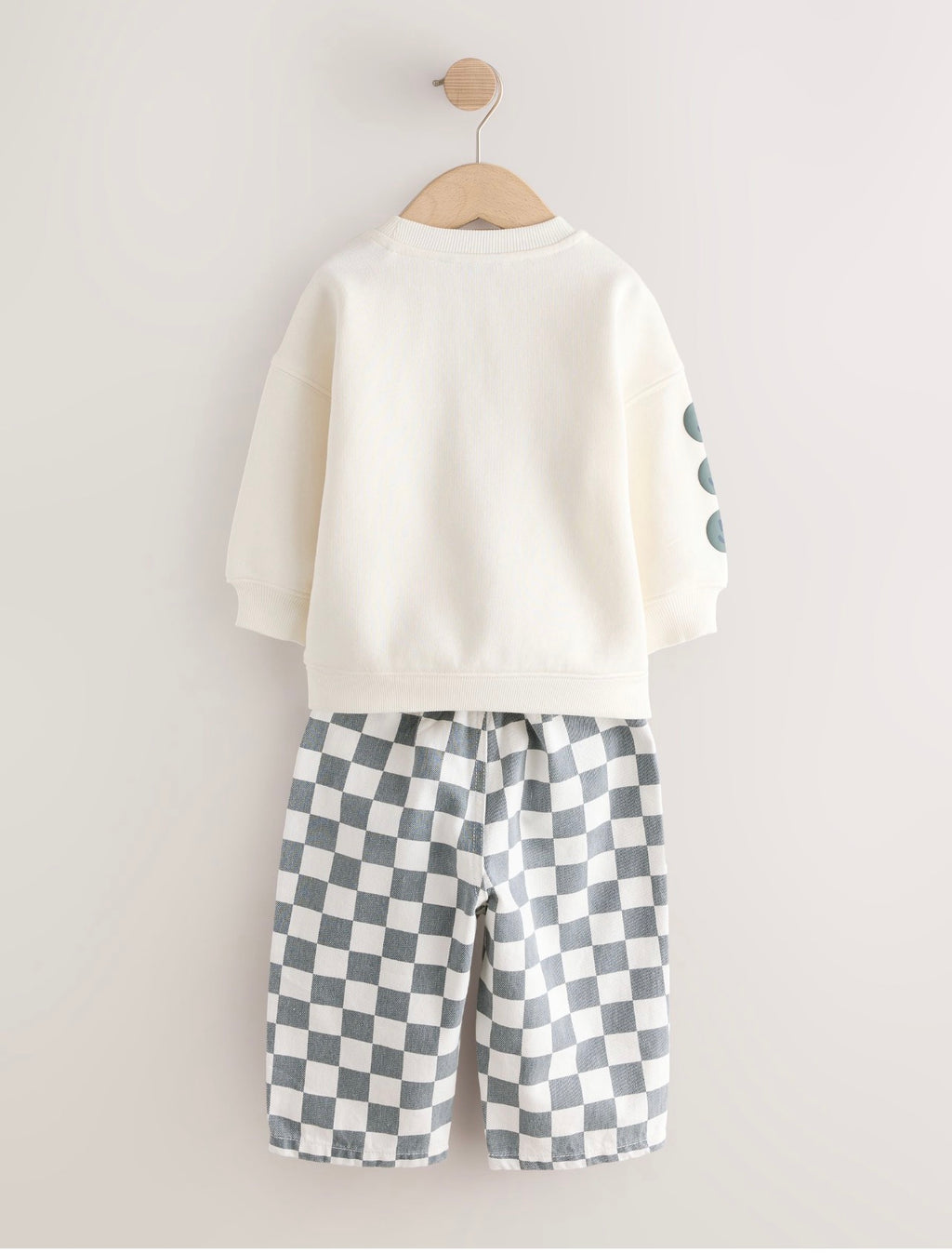 White and Green Long Sleeve Top and Trousers Set