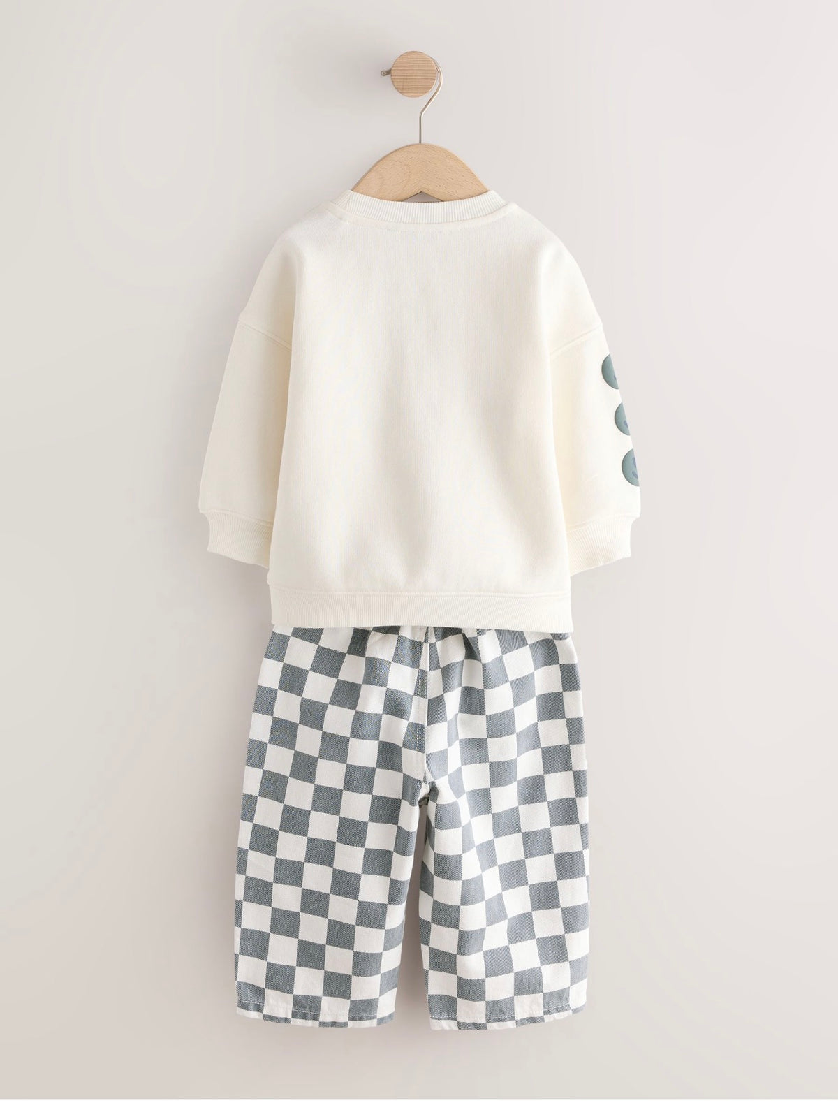 White and Green Long Sleeve Top and Trousers Set