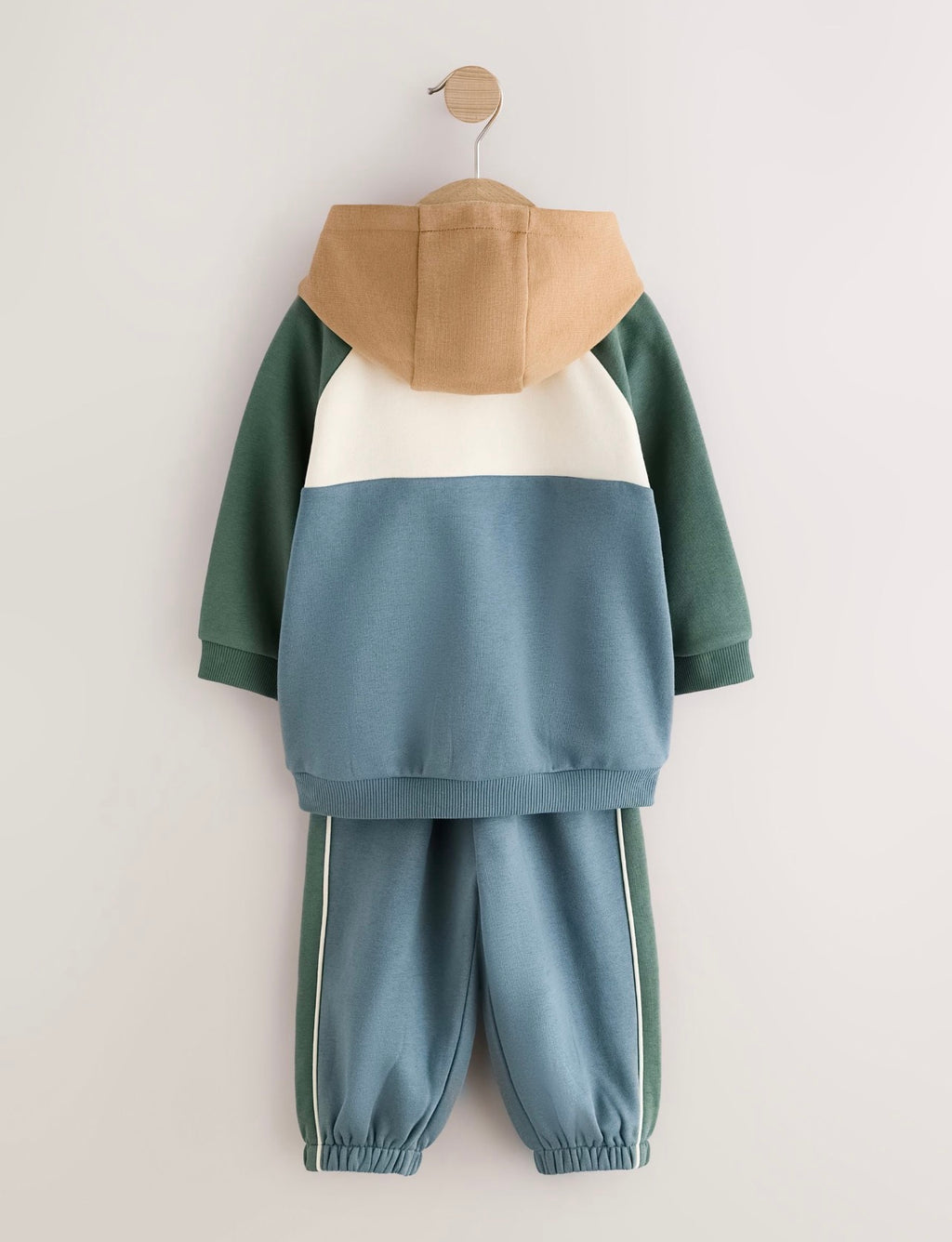 Blue/Green Colour Block Hoodie and Joggers Set