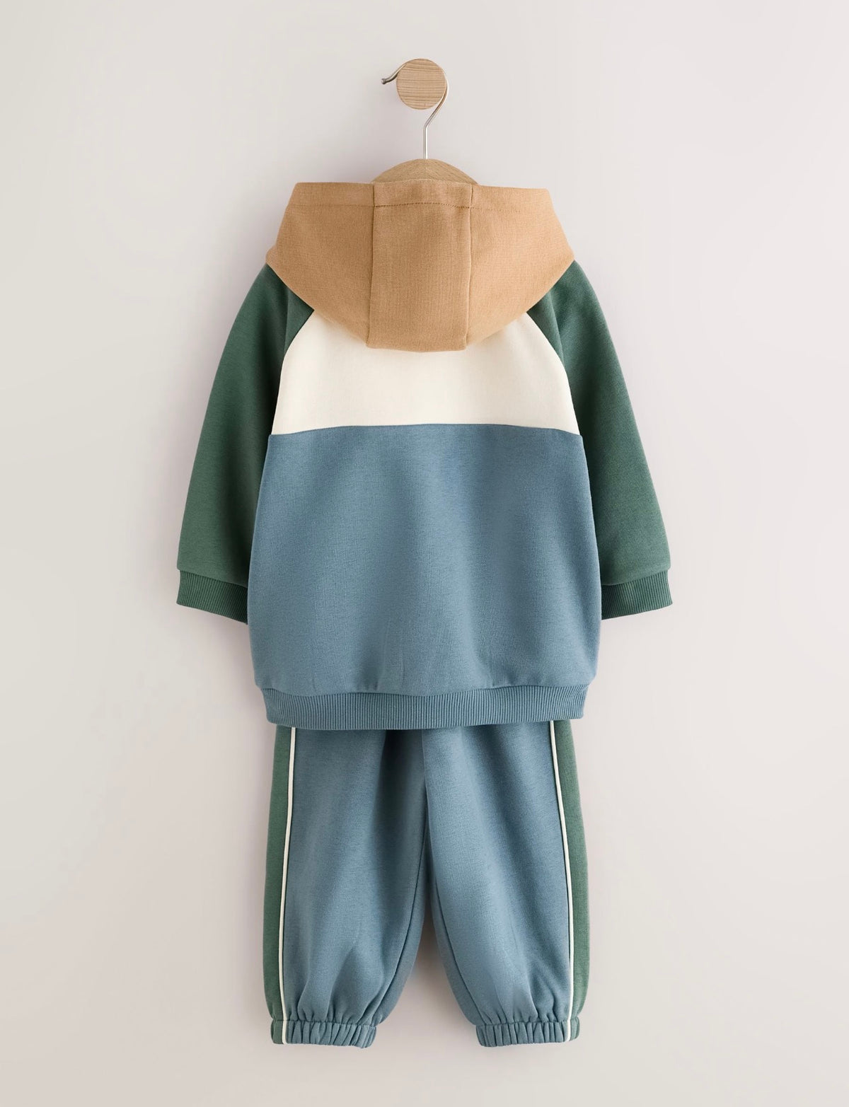 Blue/Green Colour Block Hoodie and Joggers Set