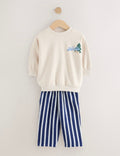 Blue Crew Neck Joggers Set