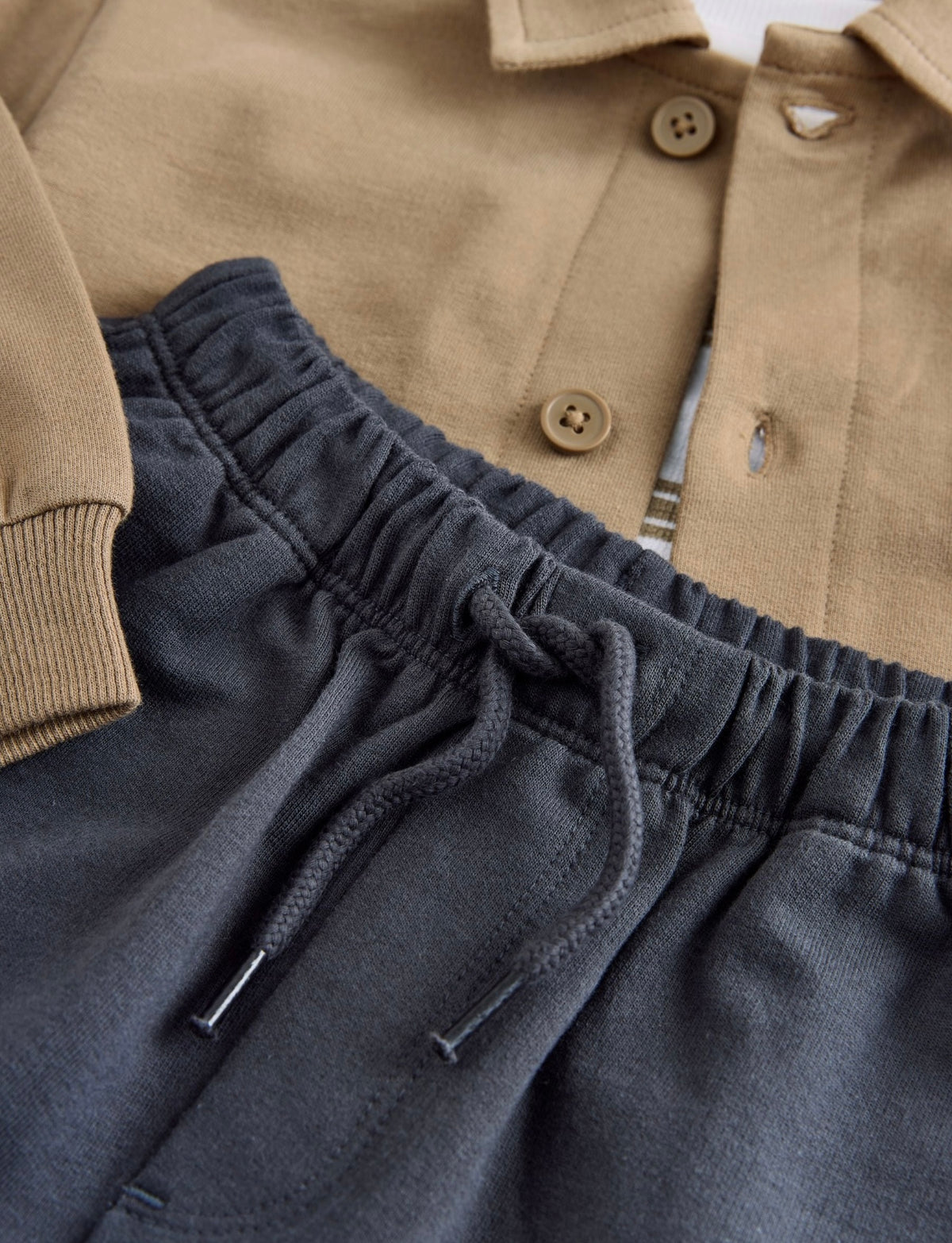 Tan Brown Jersey Shirt T-Shirt and Joggers 3 Piece Set