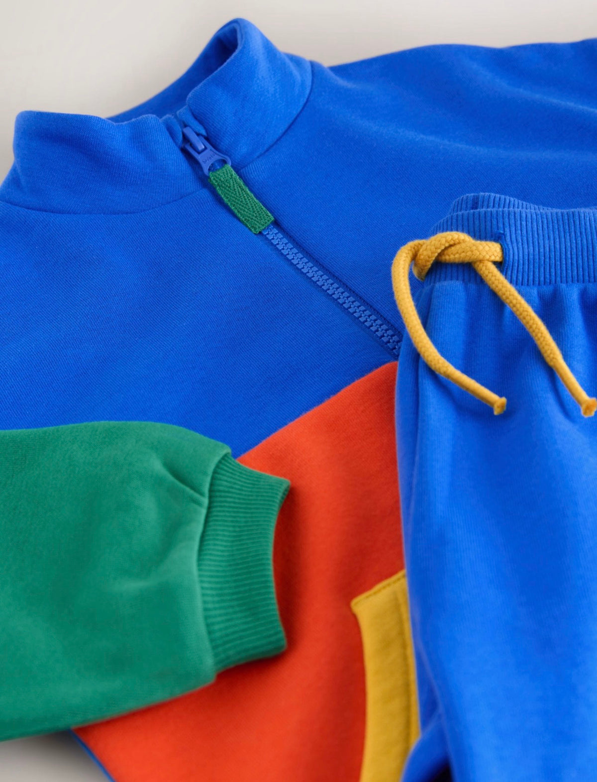 Green/Blue Colour Block Full Zip Sweat and Joggers Set