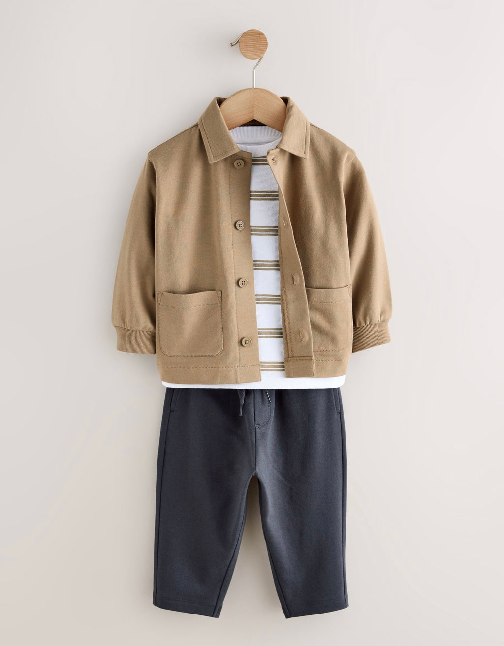 Tan Brown Jersey Shirt T-Shirt and Joggers 3 Piece Set
