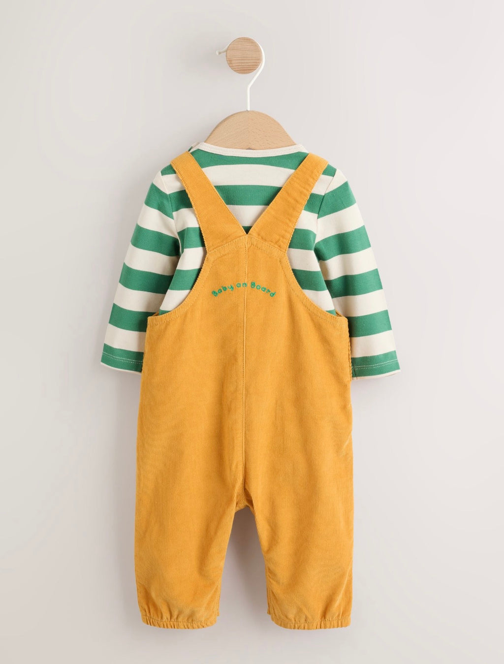 Yellow Transport Cord Dungarees and Bodysuit Baby Set