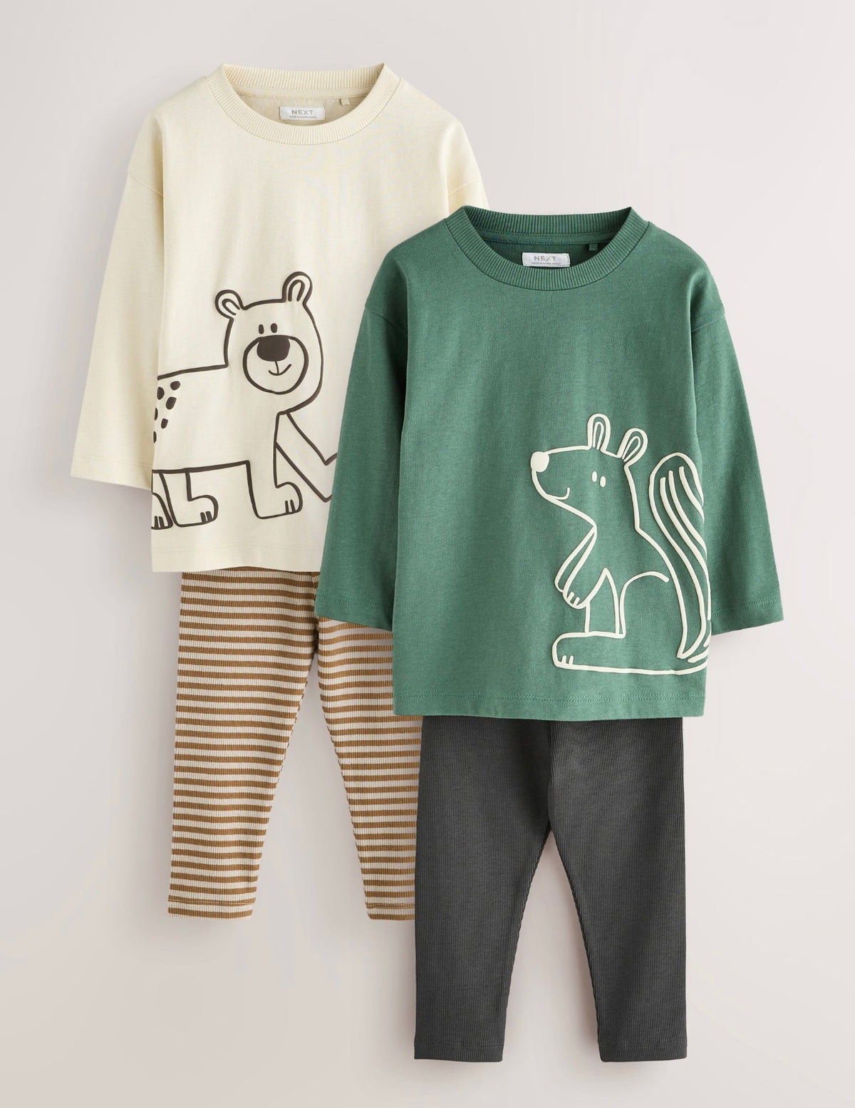 Brown/Cream Woodland Graphic Printed Top and Leggings Set 2 Pack