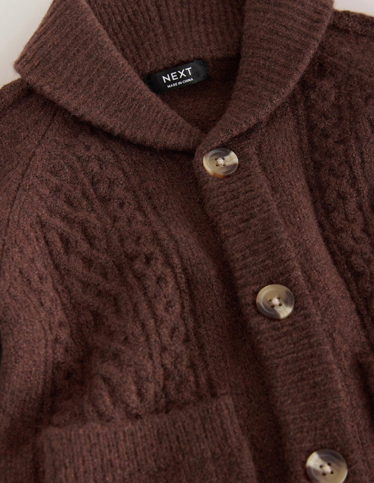 Brown Cable Knit Cardigan