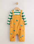 Yellow Transport Cord Dungarees and Bodysuit Baby Set