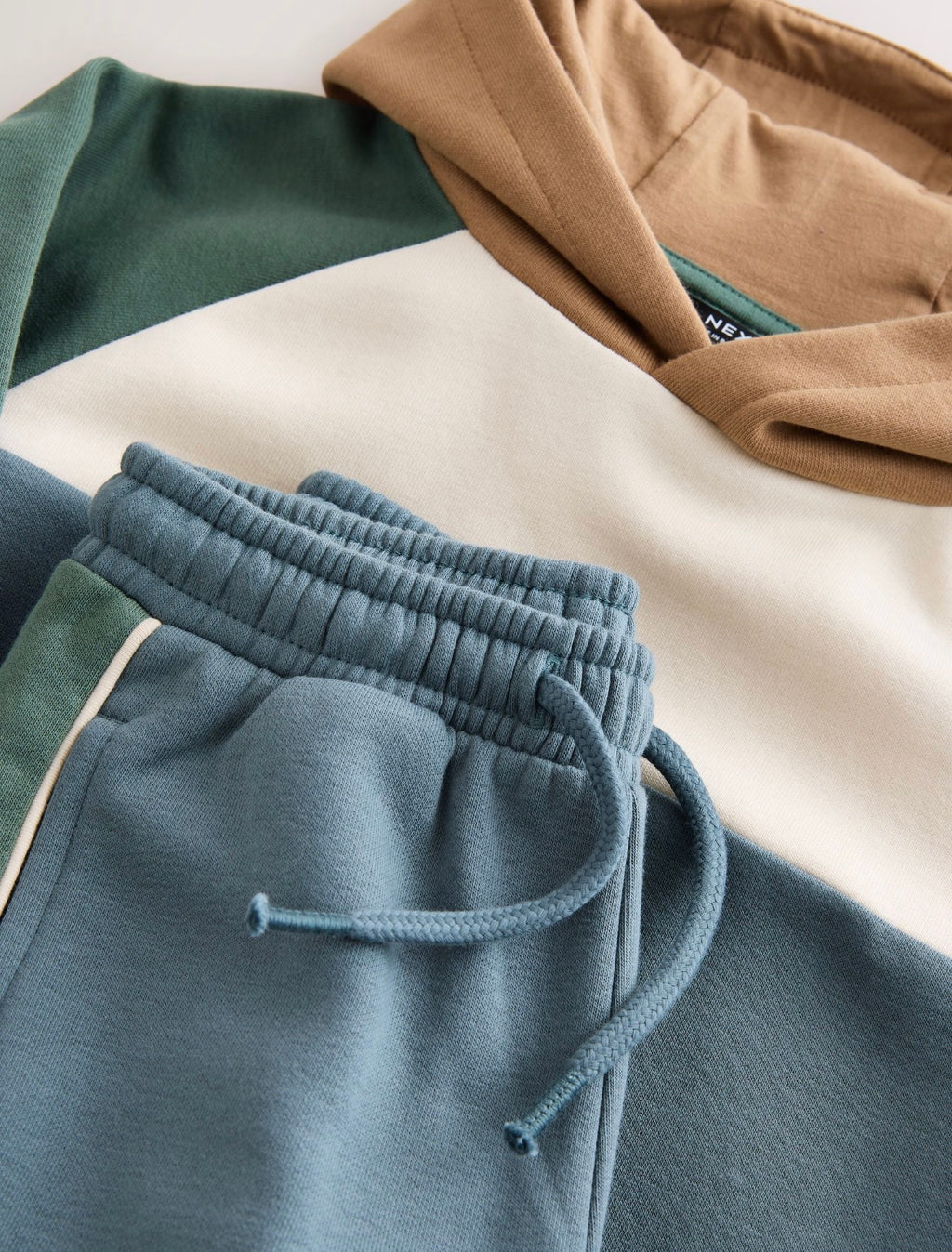 Blue/Green Colour Block Hoodie and Joggers Set