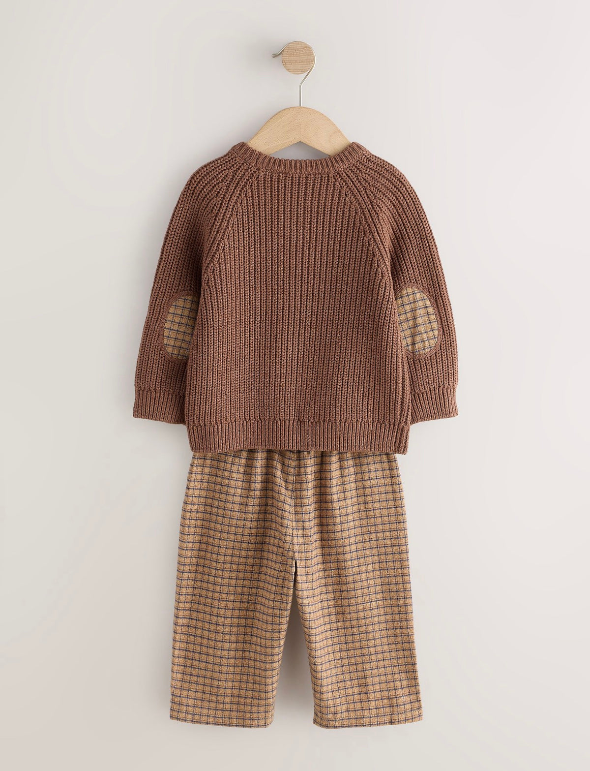 Brown Knitted Jumper and Wide Leg Trousers Set