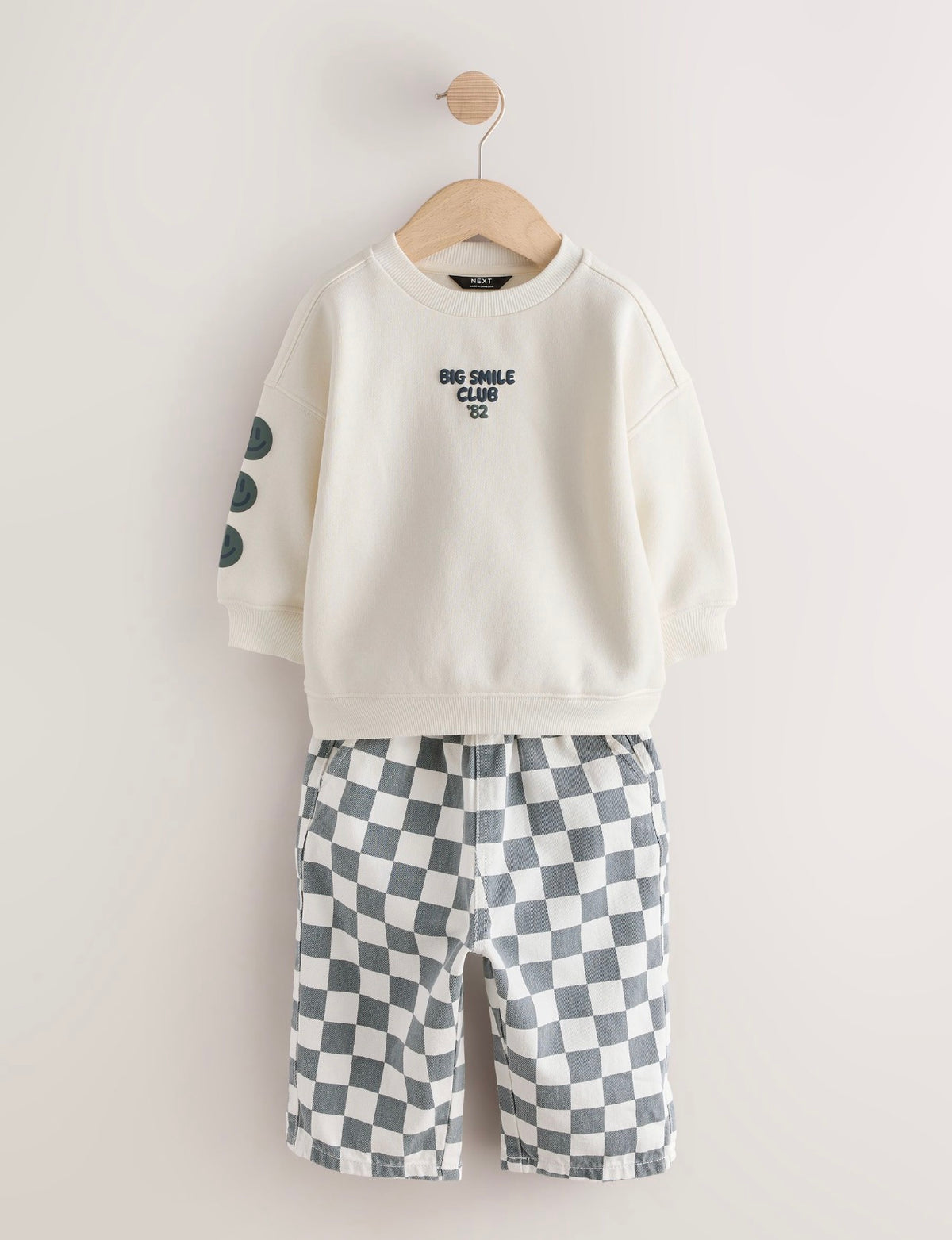 White and Green Long Sleeve Top and Trousers Set
