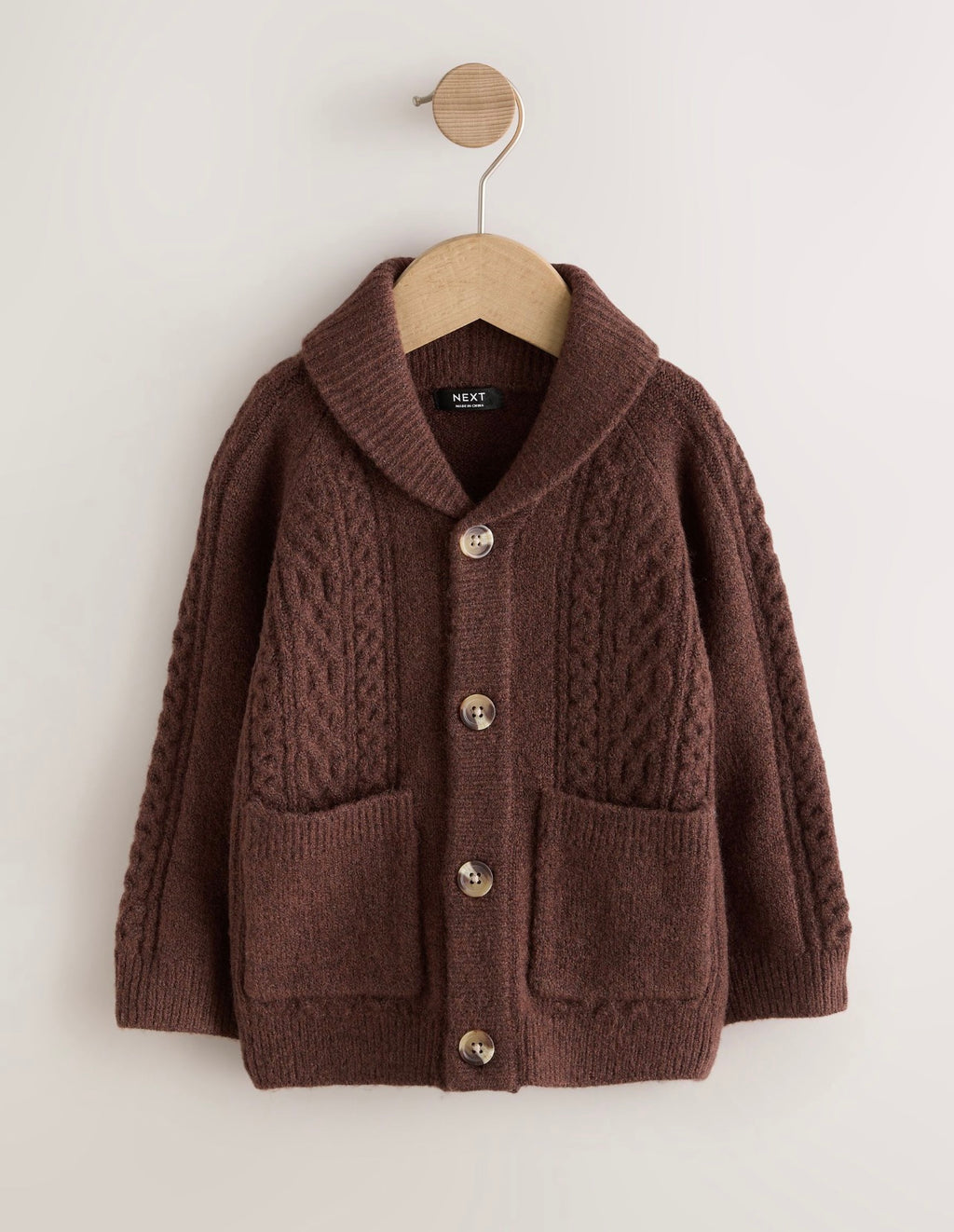 Brown Cable Knit Cardigan