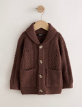 Brown Cable Knit Cardigan