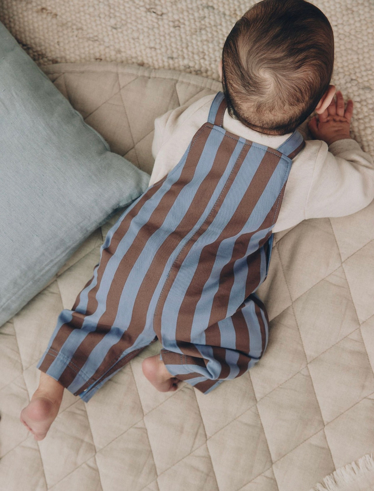 Blue/Brown Stripe Baby Twill
Dungarees and Bodysuit Set