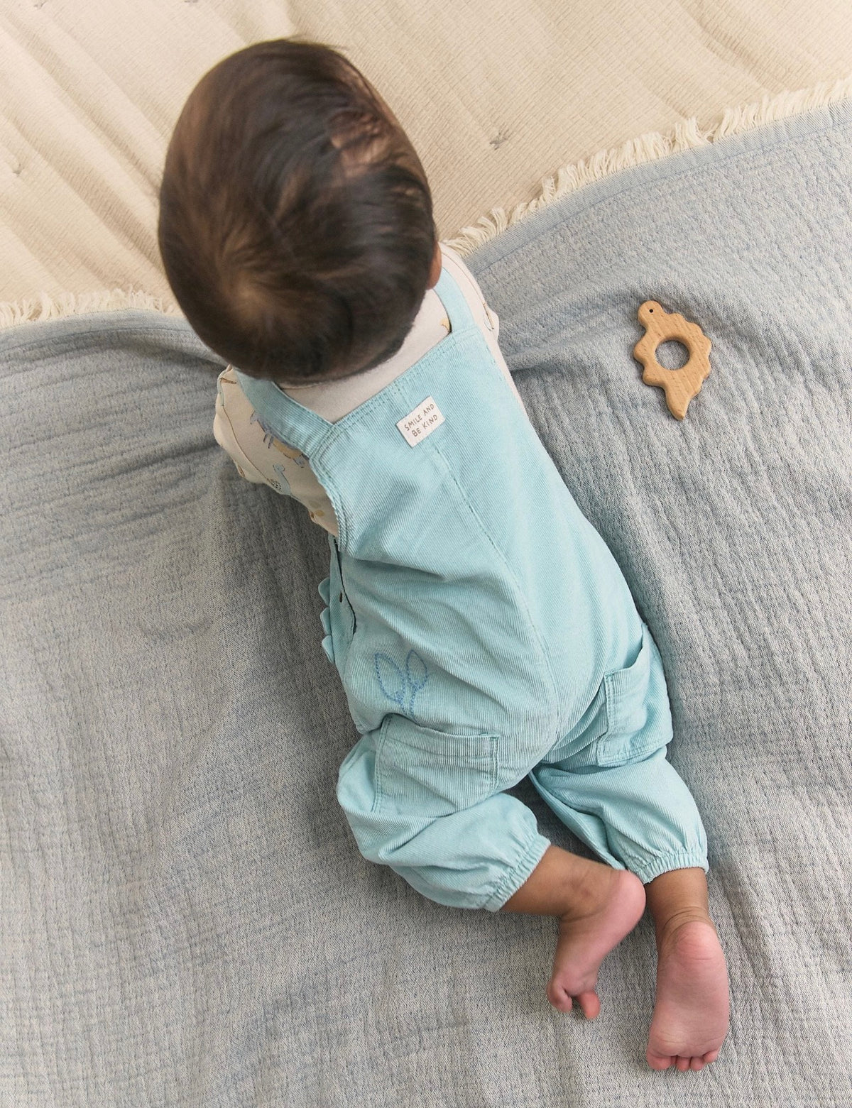 Blue Dino Cord Dungarees and Bodysuit Baby Set