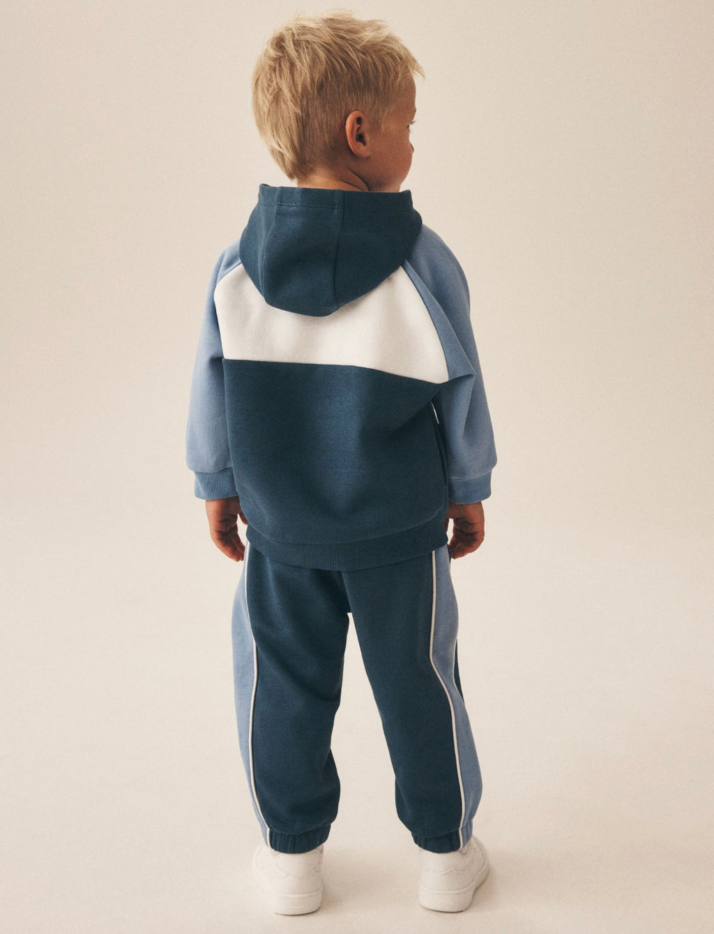 Blue Colour Block Hoodie and Joggers Set