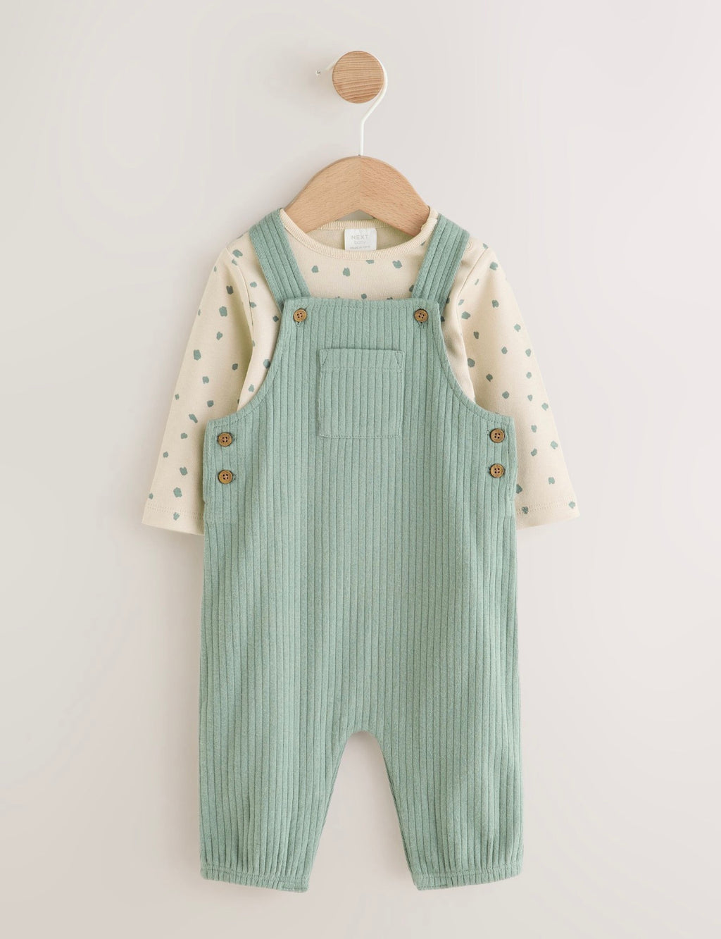 Green Jersey Dungaree and Bodysuit Baby Set