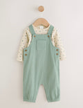 Green Jersey Dungaree and Bodysuit Baby Set