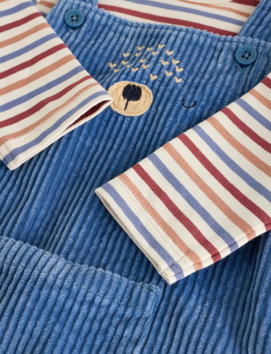 Navy Blue Bear Cord Dungarees and Bodysuit Baby Set