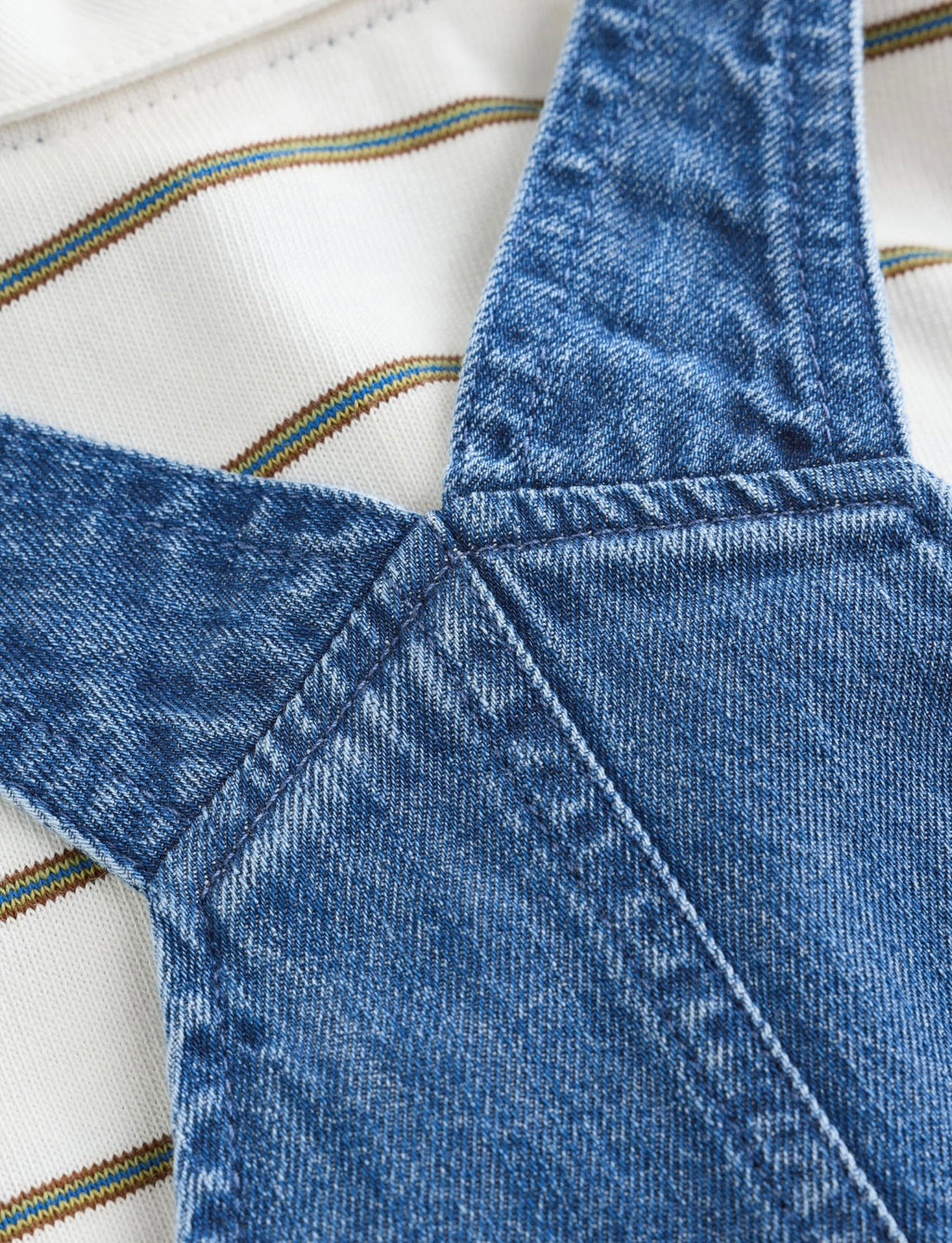 Blue Denim Baby Dungarees and Polo Bodysuit Set