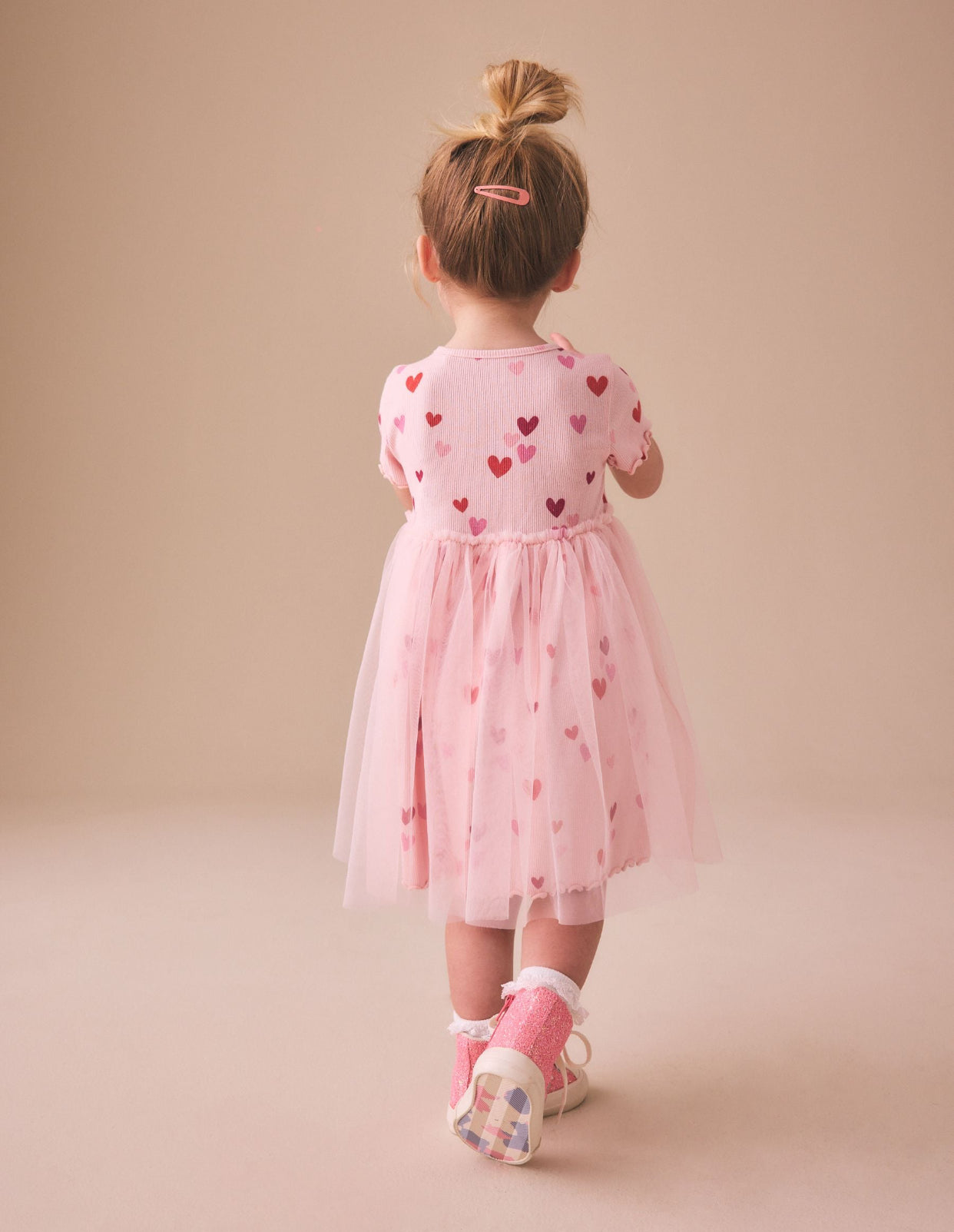 Pink Hearts Mesh Skirt Dress